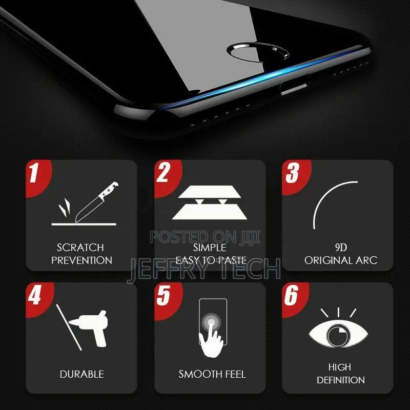 9D Curved Edge Protective Glass on the for iPhone 7 8 6 6S P