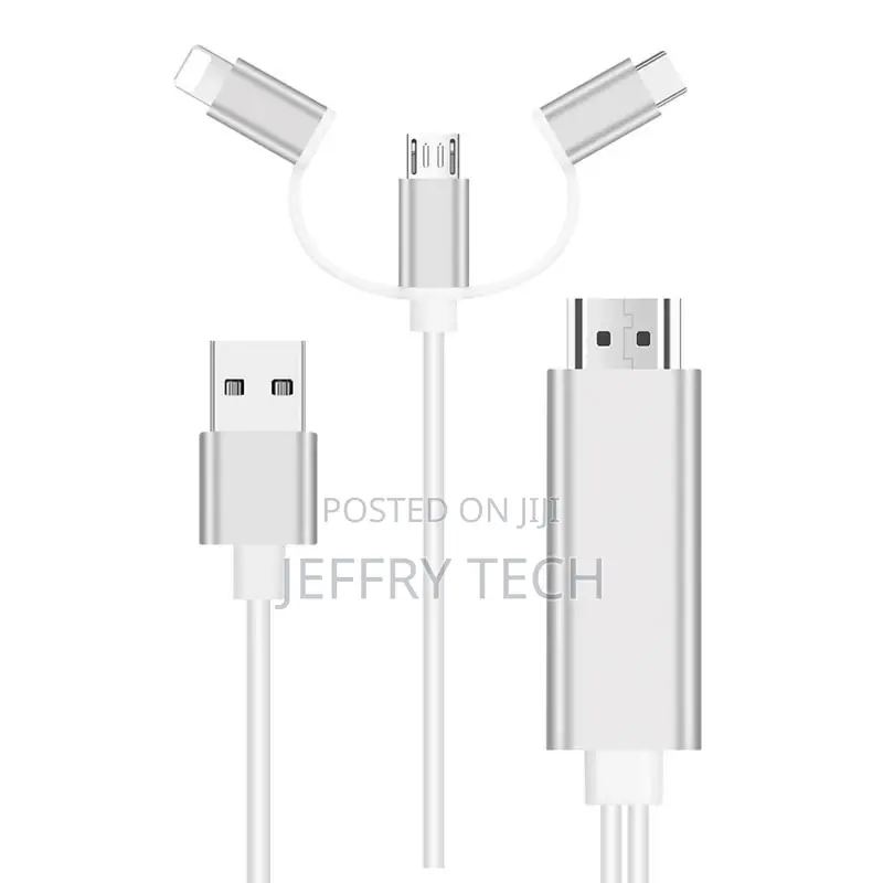3-In-1 HDMI Cable - Lightning, Type-C, Microusb