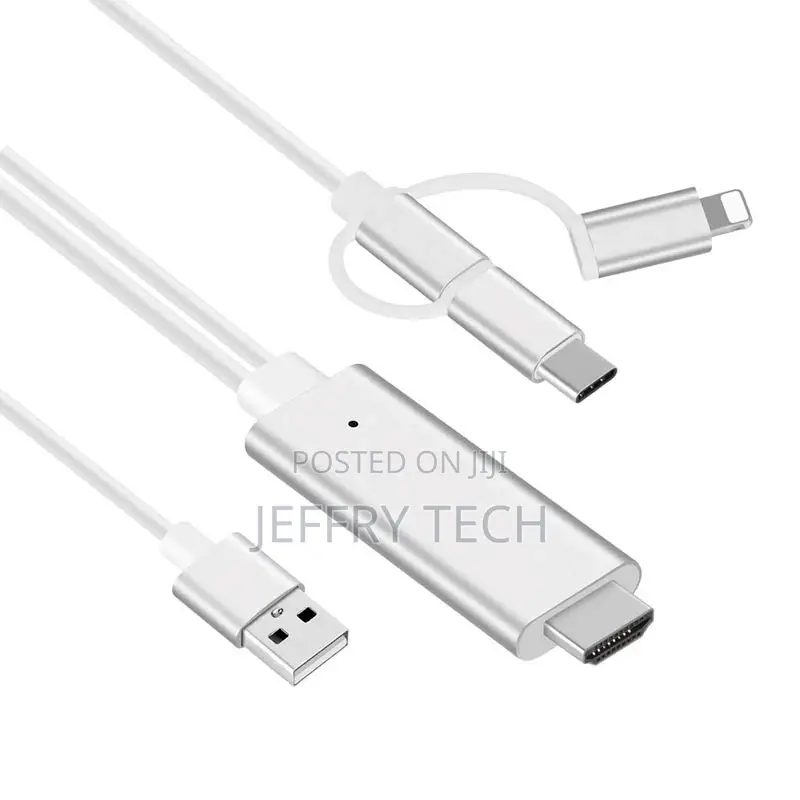 3-In-1 HDMI Cable - Lightning, Type-C, Microusb