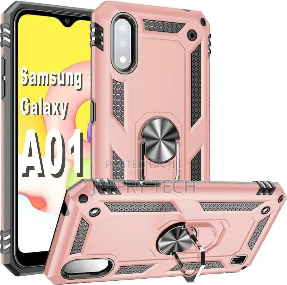 Armor Dual Metal Ring Holder for Samsung Galaxy A01 Case 5.7