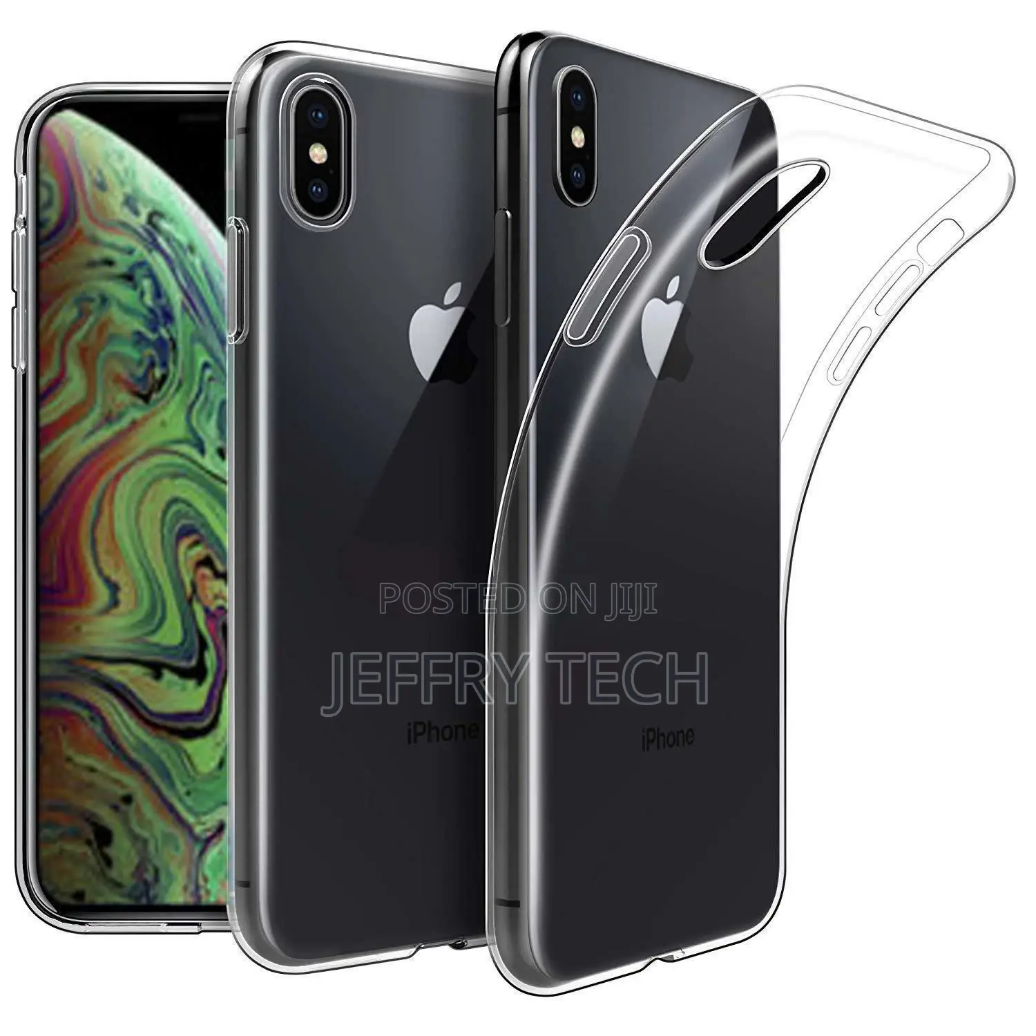 For Apple iPhone XS Max (6.5") Case Clear Gel Cover and Glas