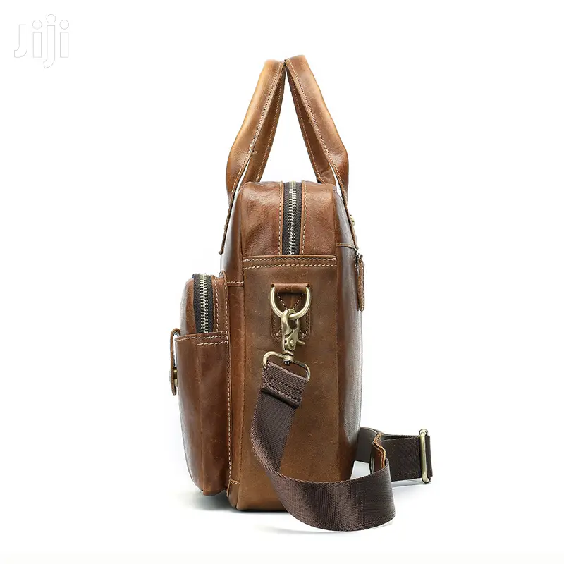 Genuine Leather Laptop Bag #8539 Yellow Brown