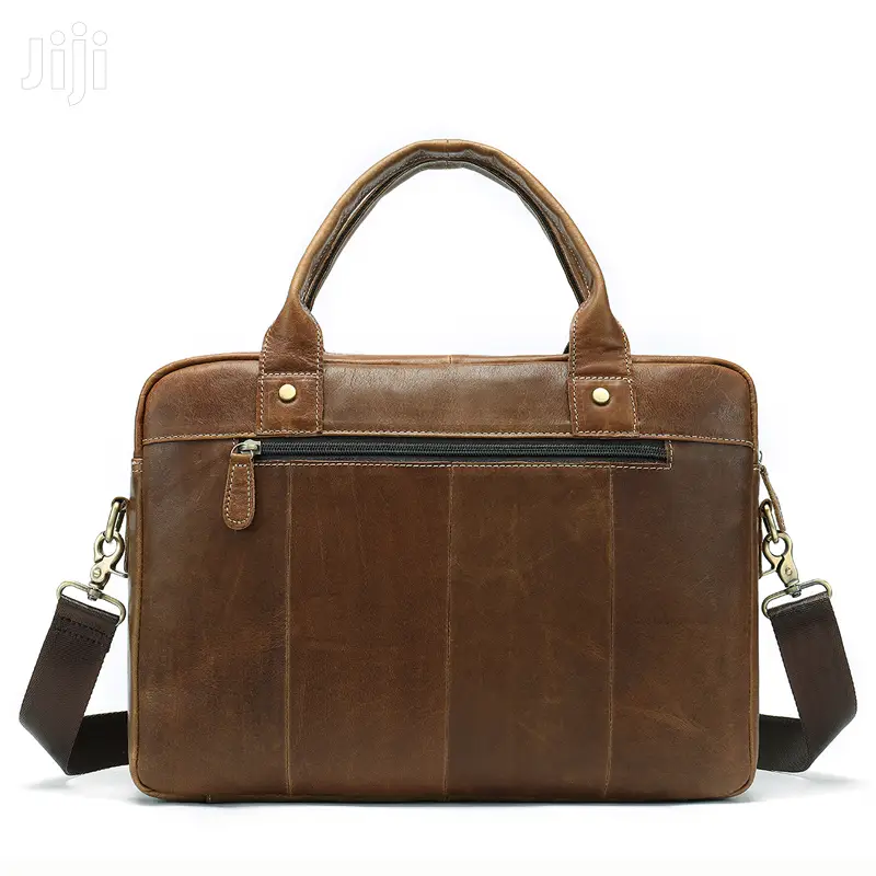 Genuine Leather Laptop Bag #8539 Yellow Brown