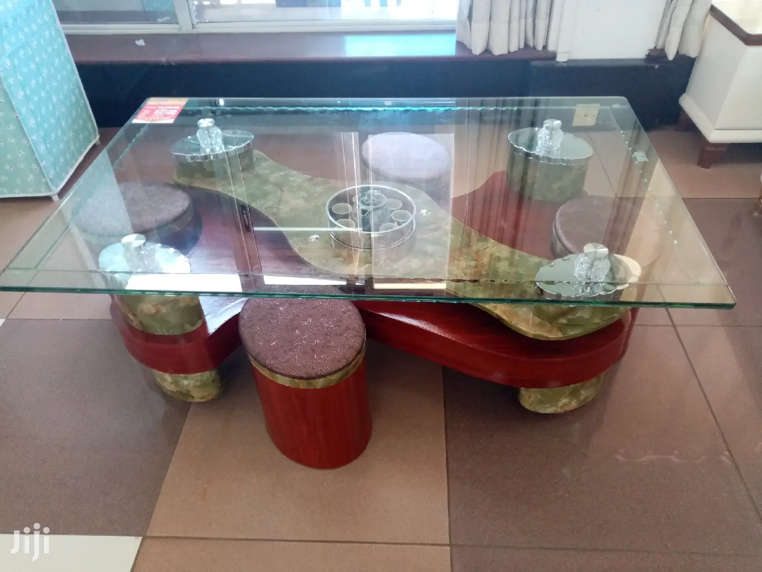 Tempered Clear Glass Puff Coffee Table