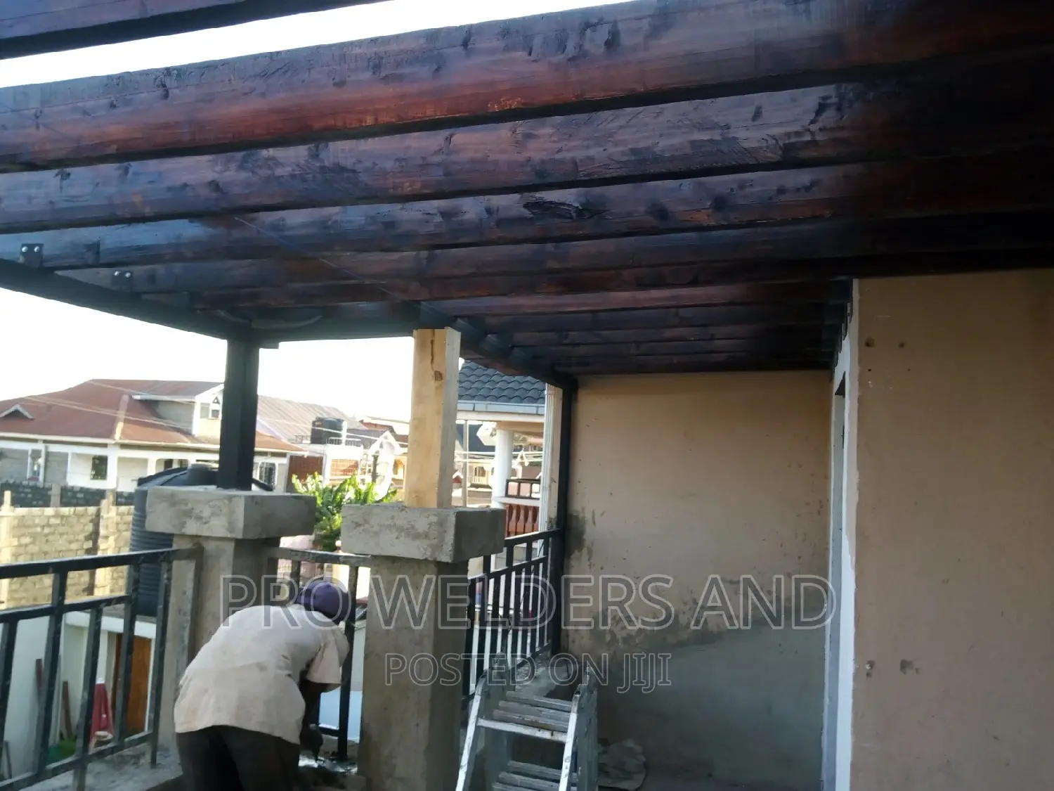 Pergola With a Touch of Steel and Wood