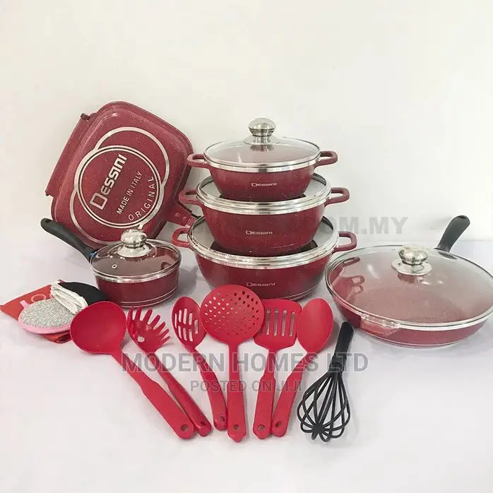 23 PCS Dessini Italy Non Stick Granite Cooking Pot Frying Pa