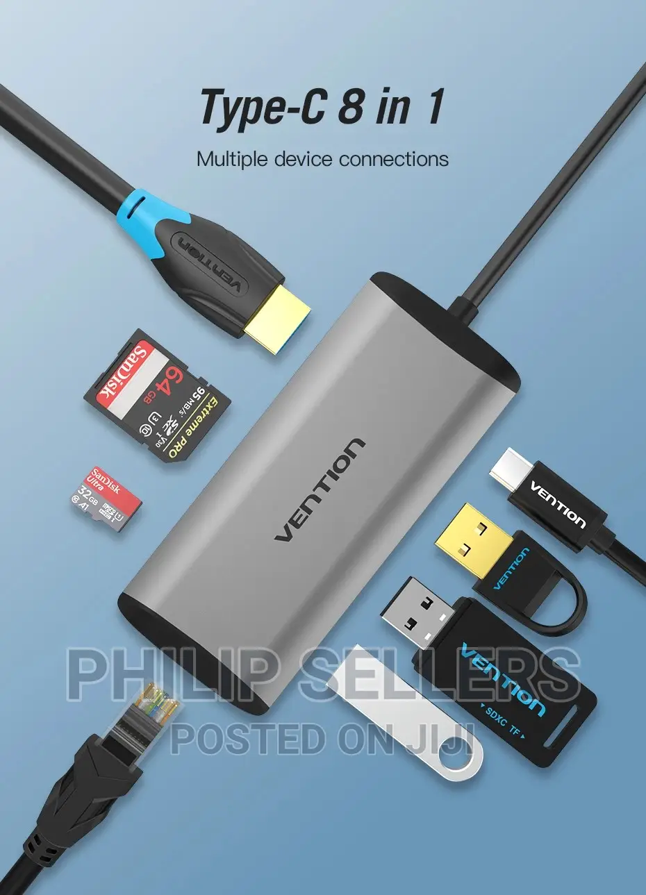 Vention USB Type C to Multi-Function 8 IN 1 Hub / Docking St