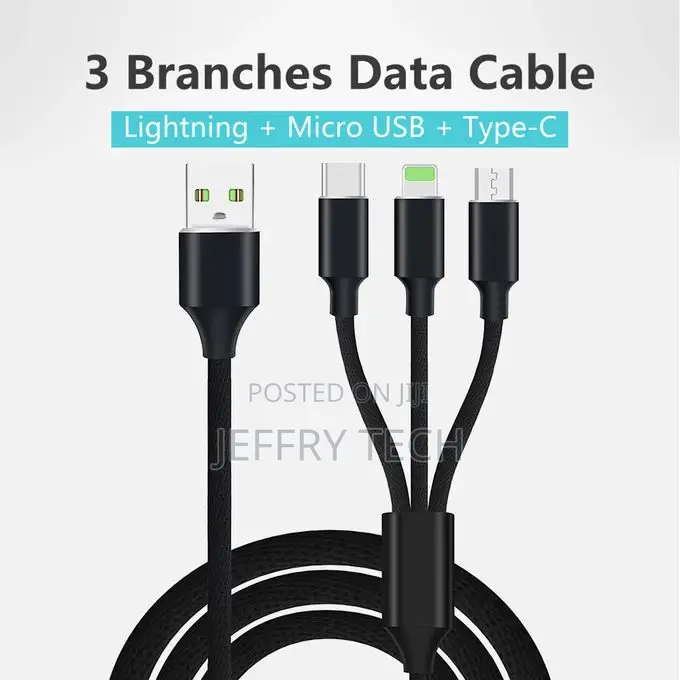 3 in 1 Charging Cable Lightning Type-C Micro USB Quick Char
