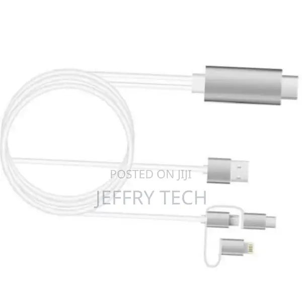 3-In-1 HDTV Cable USB to HDMI Type C With Lightning Connecto