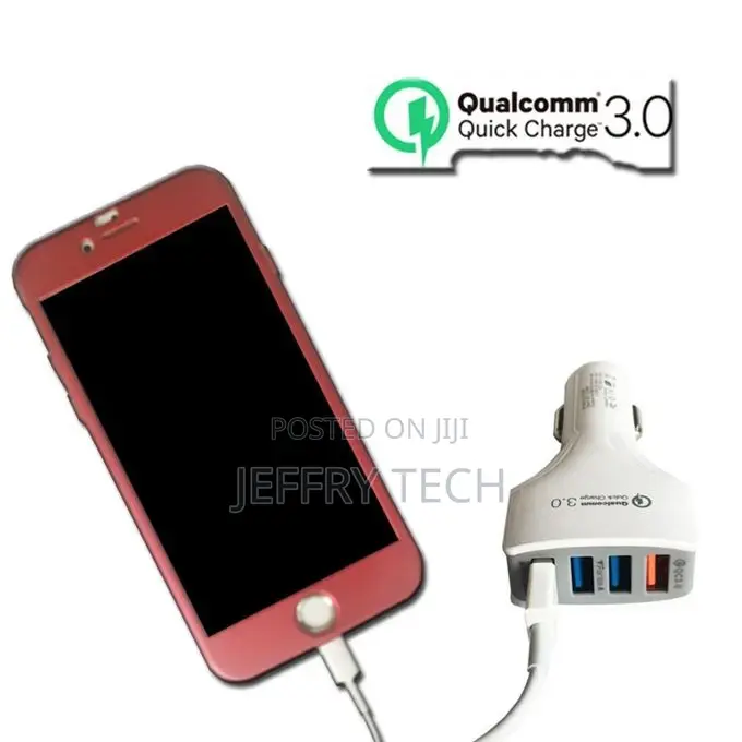Fast and Quick Certified 3.0 Car Charger 7A 4 Ports - White