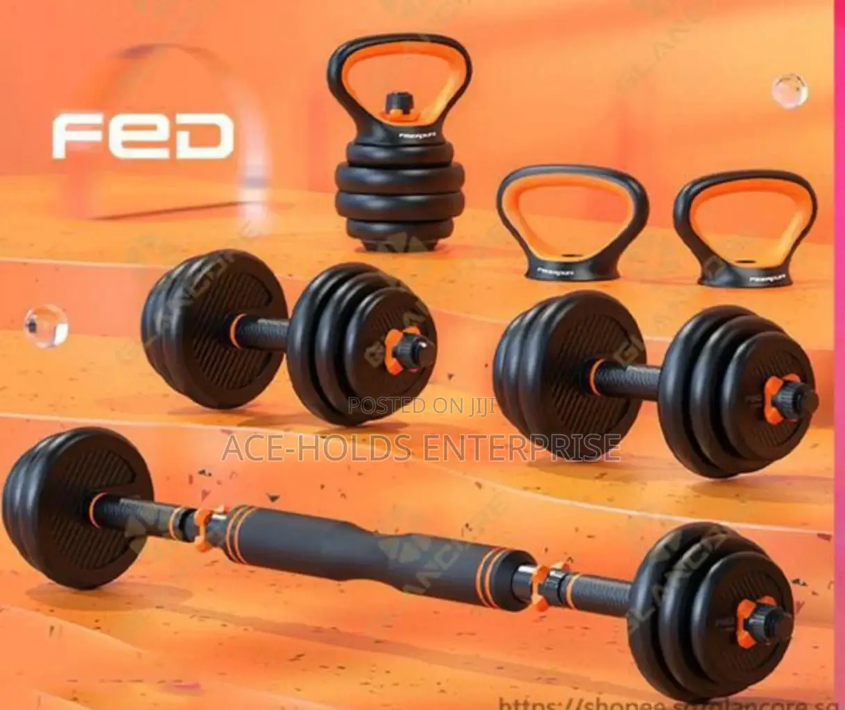 Brand New Metallic 30kgs Dumbbells With Kettle Bell