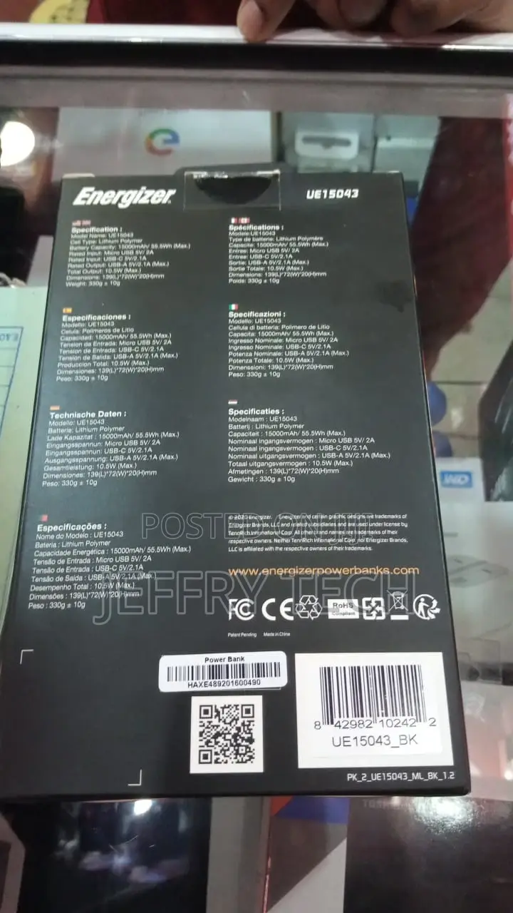 Energizer Powerbank UE15043 Original 15,000mah High Capacity