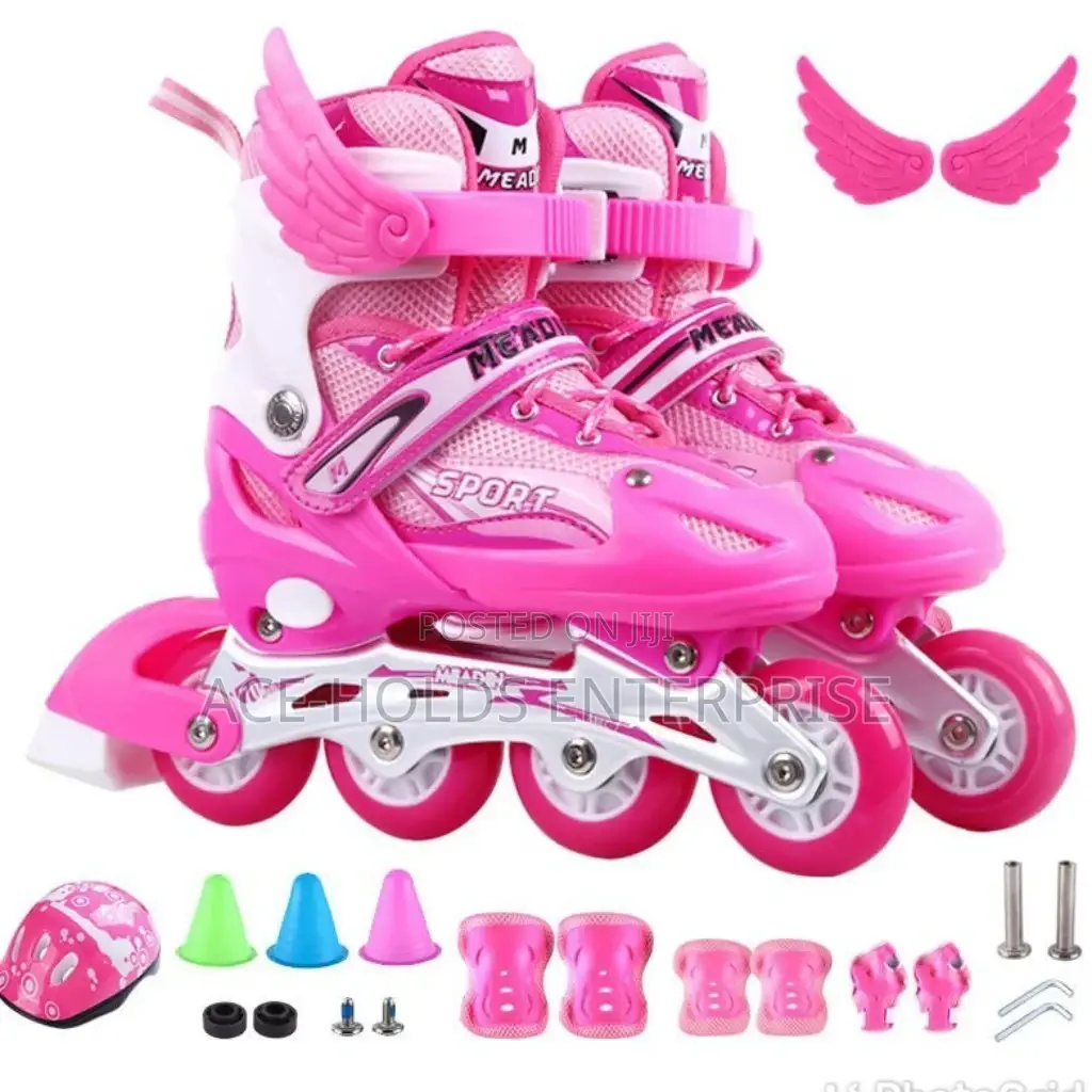 25-35 Adjustable Kid Skating Shoes + Protective Gears.