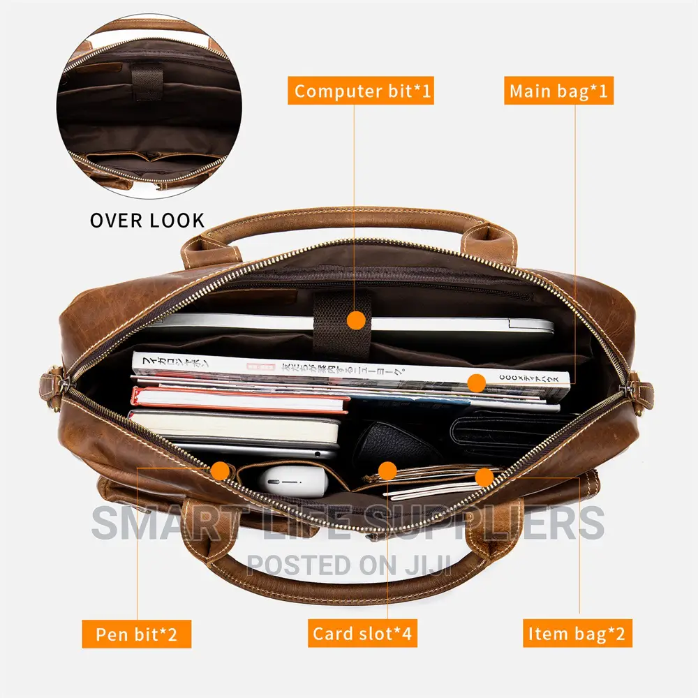 Crossbody Men Leather Laptop Bag #7212