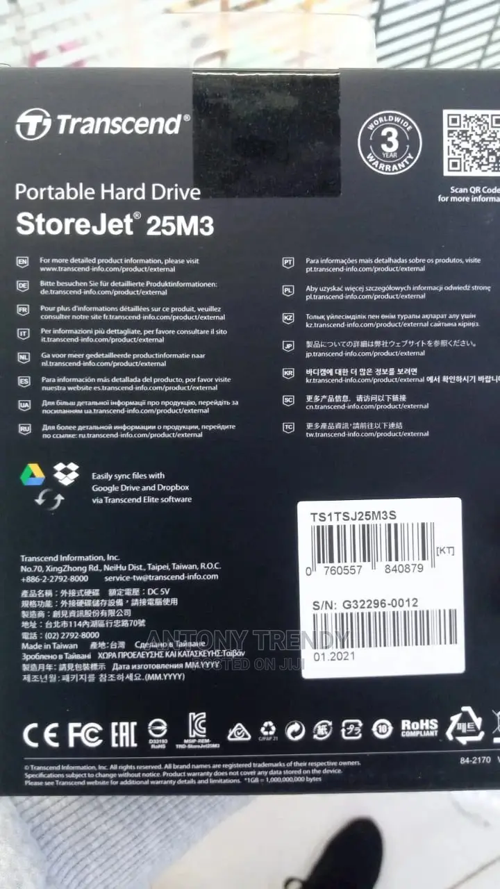 1 Tb Transcend Hard Drive
