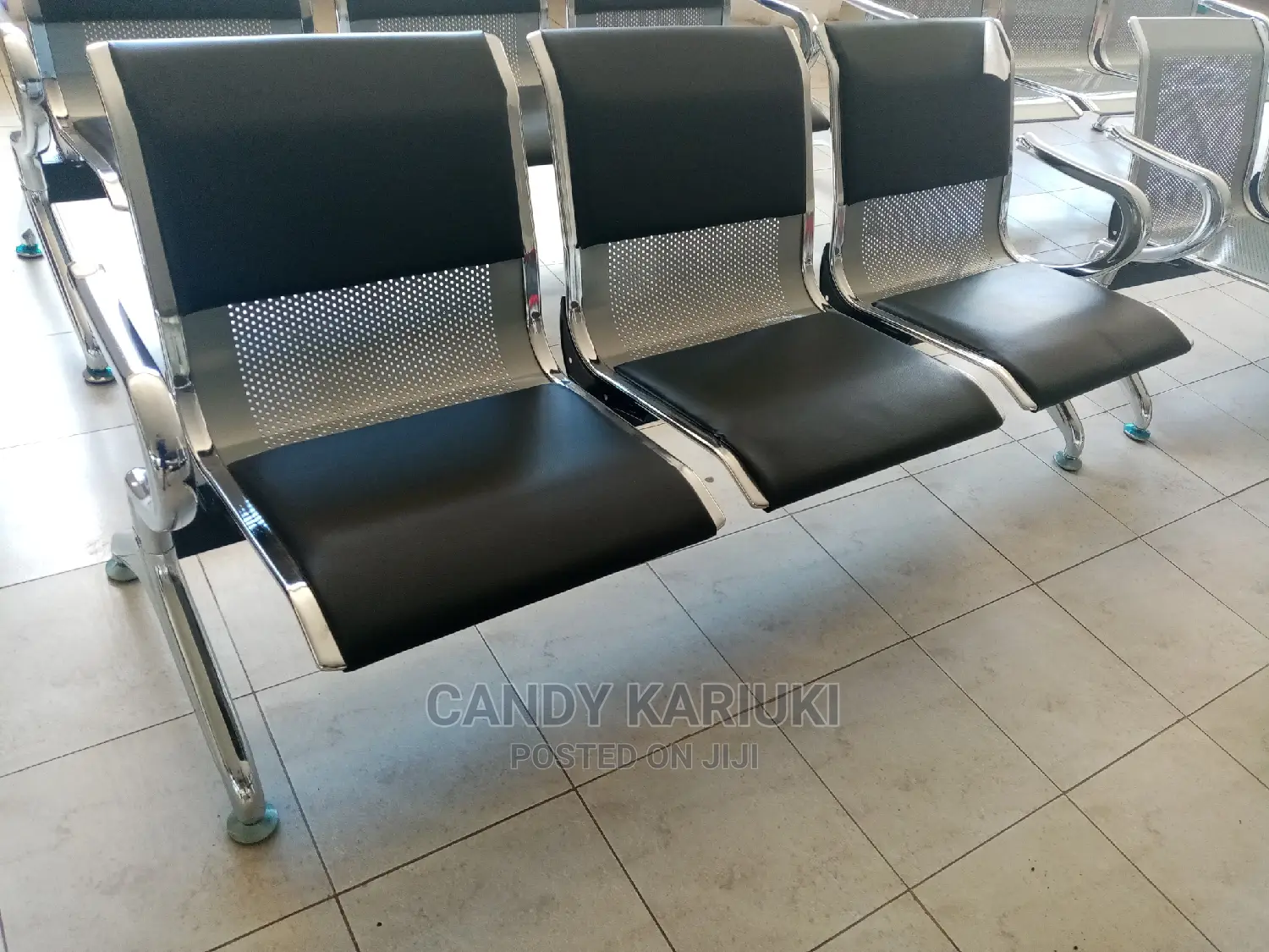 Black Padded Linked Waiting Chair