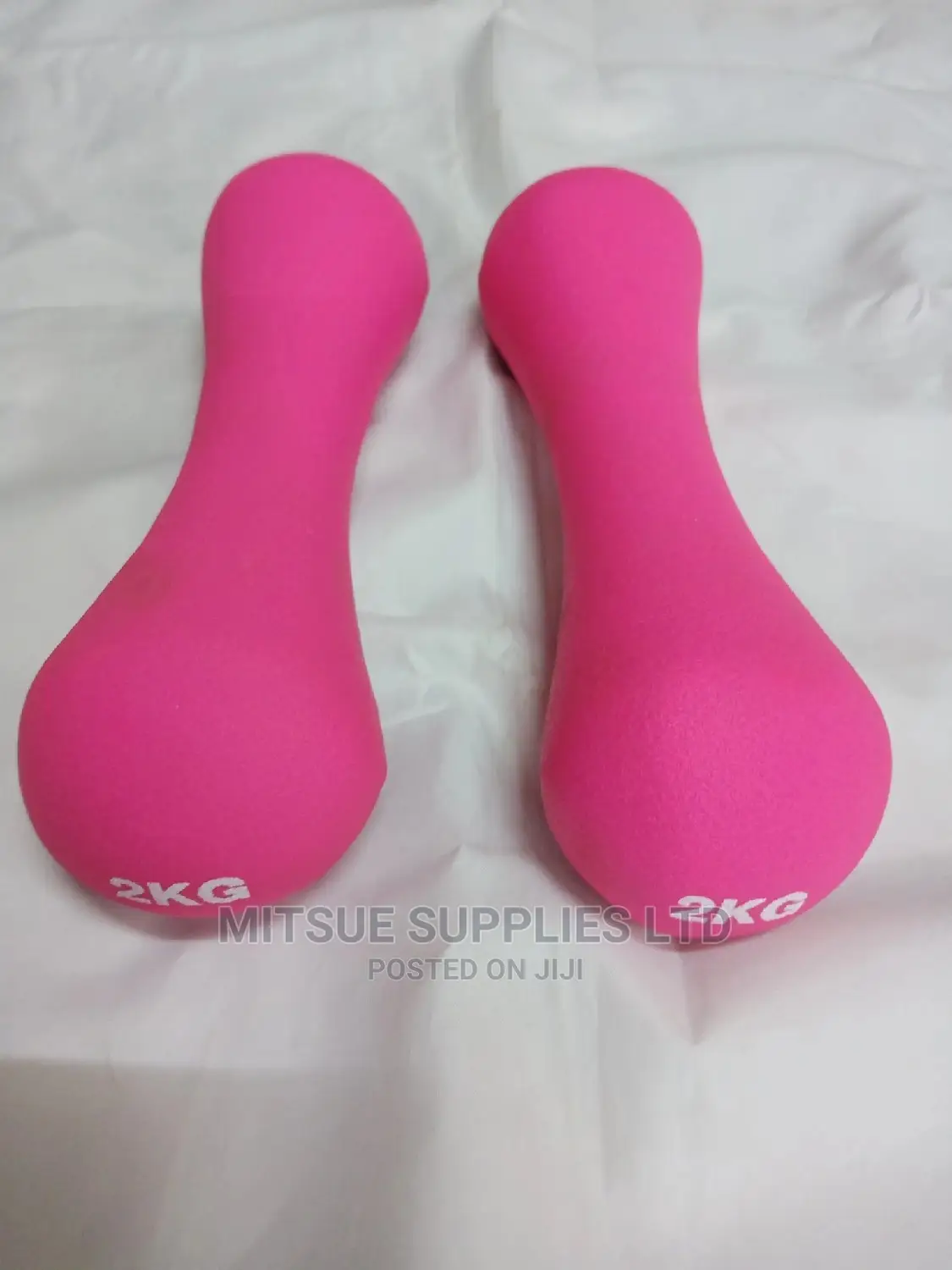A Pair of Pink Rubber Dumbbells 2kg