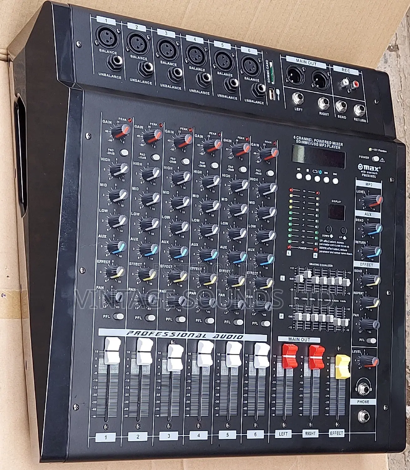 MAX PMX 608 Du 6 Channel Bluetooth Powered Mixer W/Usbsd
