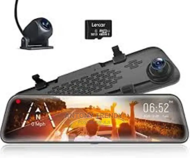 Mirror Dash Cam Front and Rear 10'' Dashcam Car Camera Night