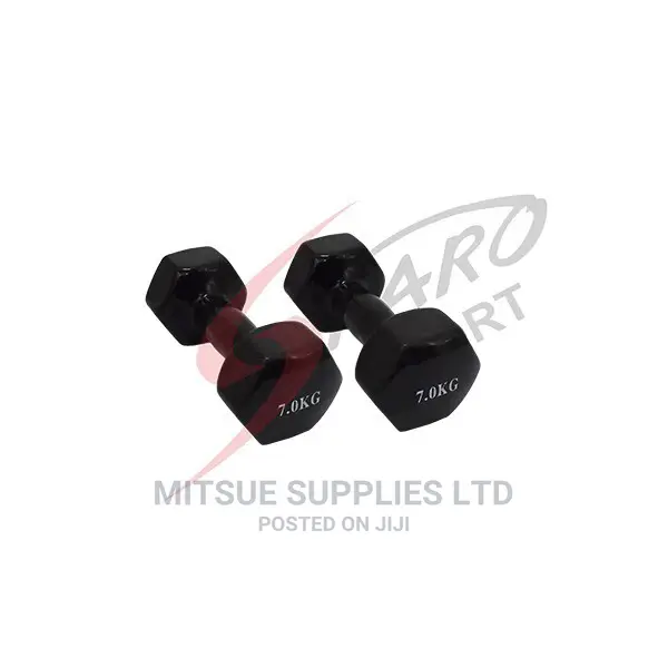 A Pair of Dumbbells 7kg- Black Rubber (2x7kg)