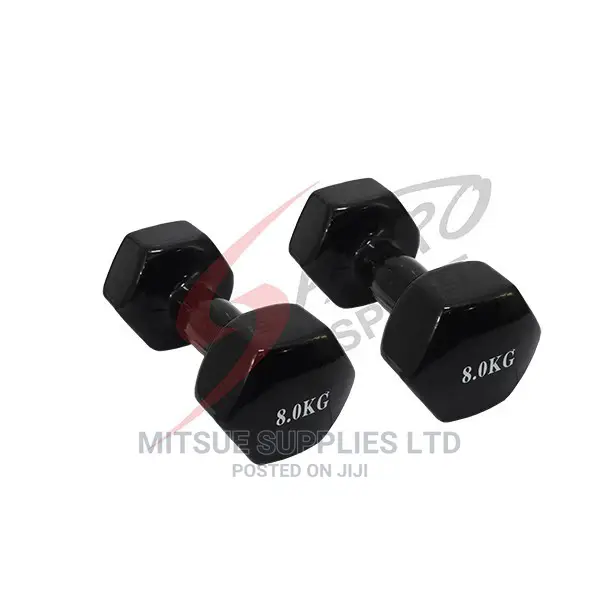 A Pair Of Dumbbells 8kg- Black Rubber (2x8kg)