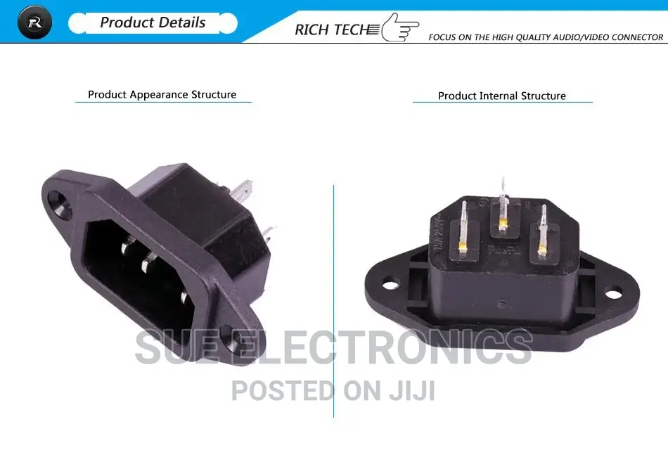 Screw Mount 3 Pins Power Plug