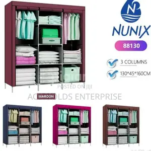 Portable Wardrobe Metallic 3 Column