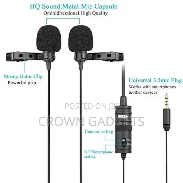 BOYA BY-M1DM Dual-Head Lavalier Microphone