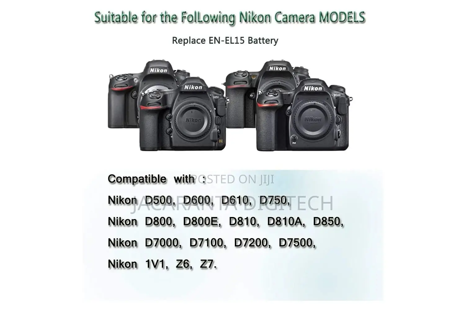 Dummy Battery and Adapter Nikon en-El15 Battery Dc Coupler