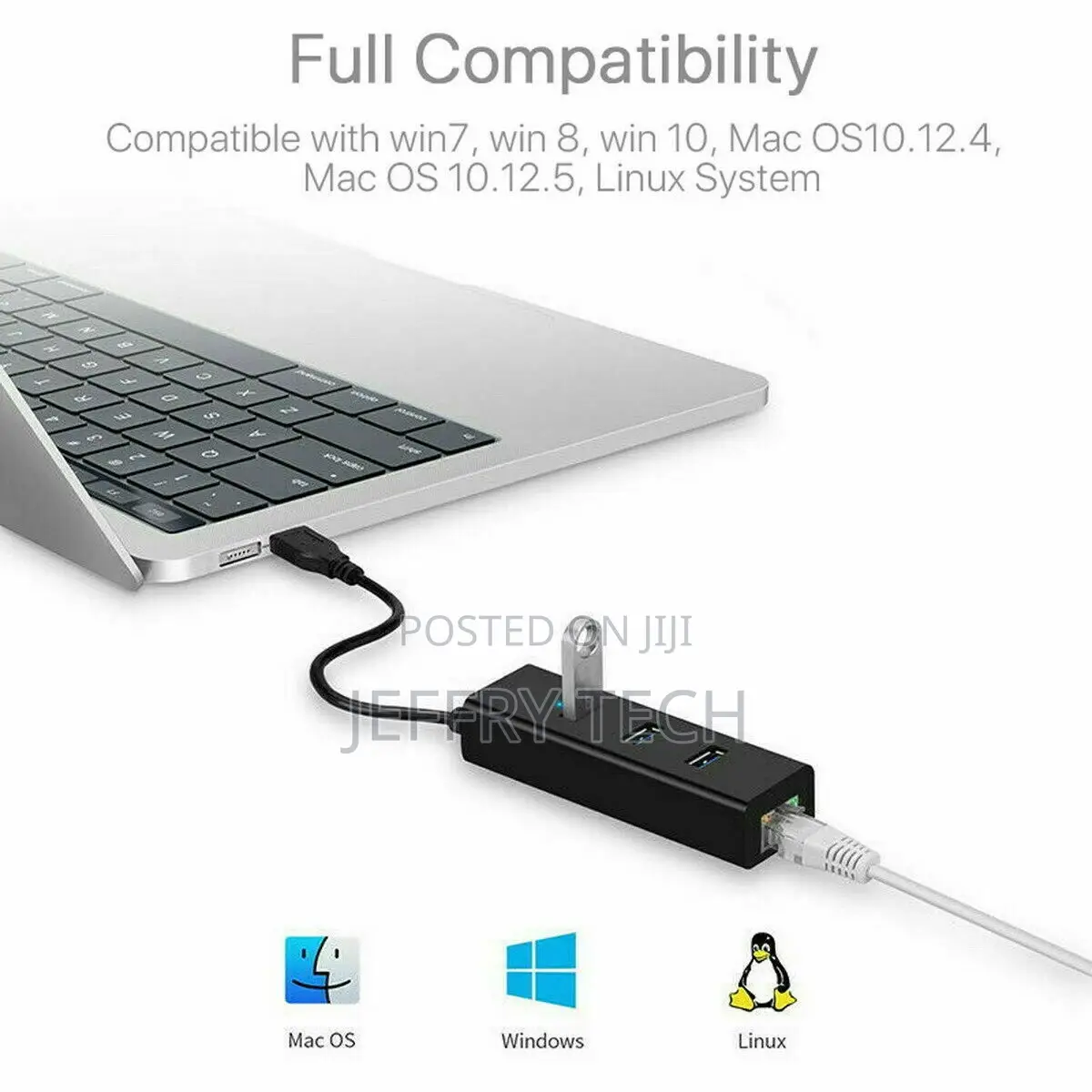 USB 3.1 to HUB 3 Port RJ45 Gigabit Ethernet Adapter 3.0 US