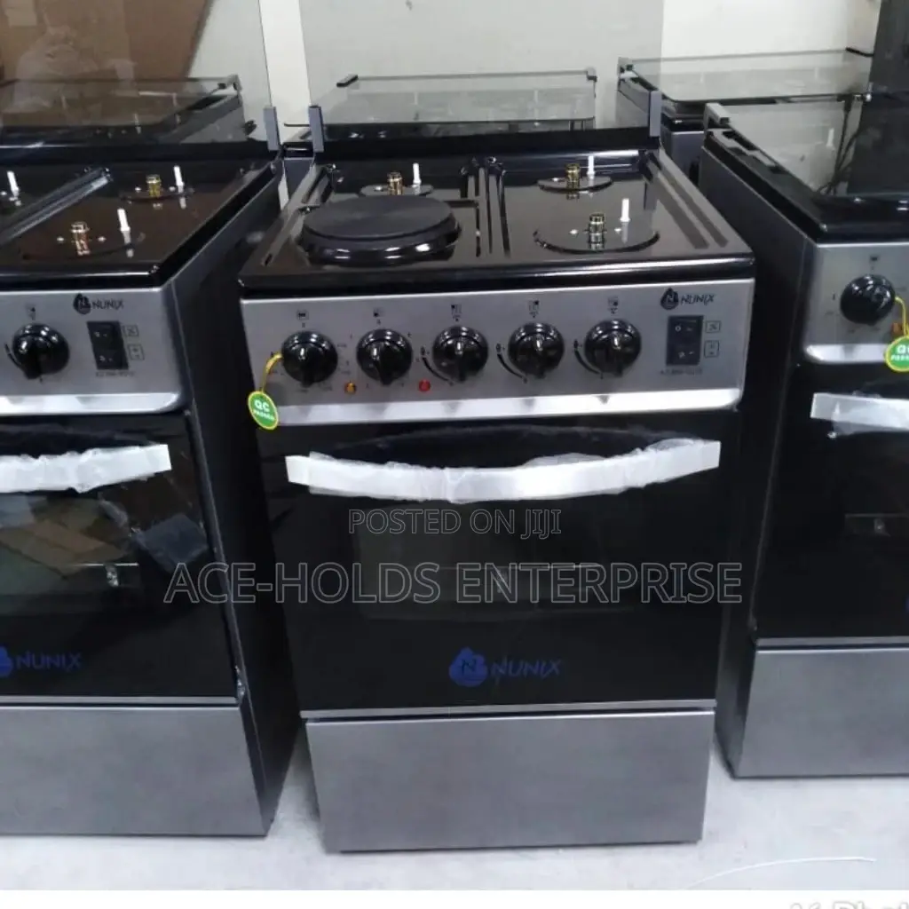 3+1 Nunix Glass Top With Electric Oven Free Standing Cooker.
