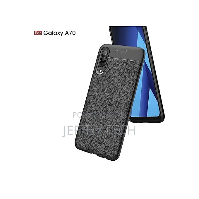 Litchi Pattern Silicone Case for Samsung Galaxy A70 - Black