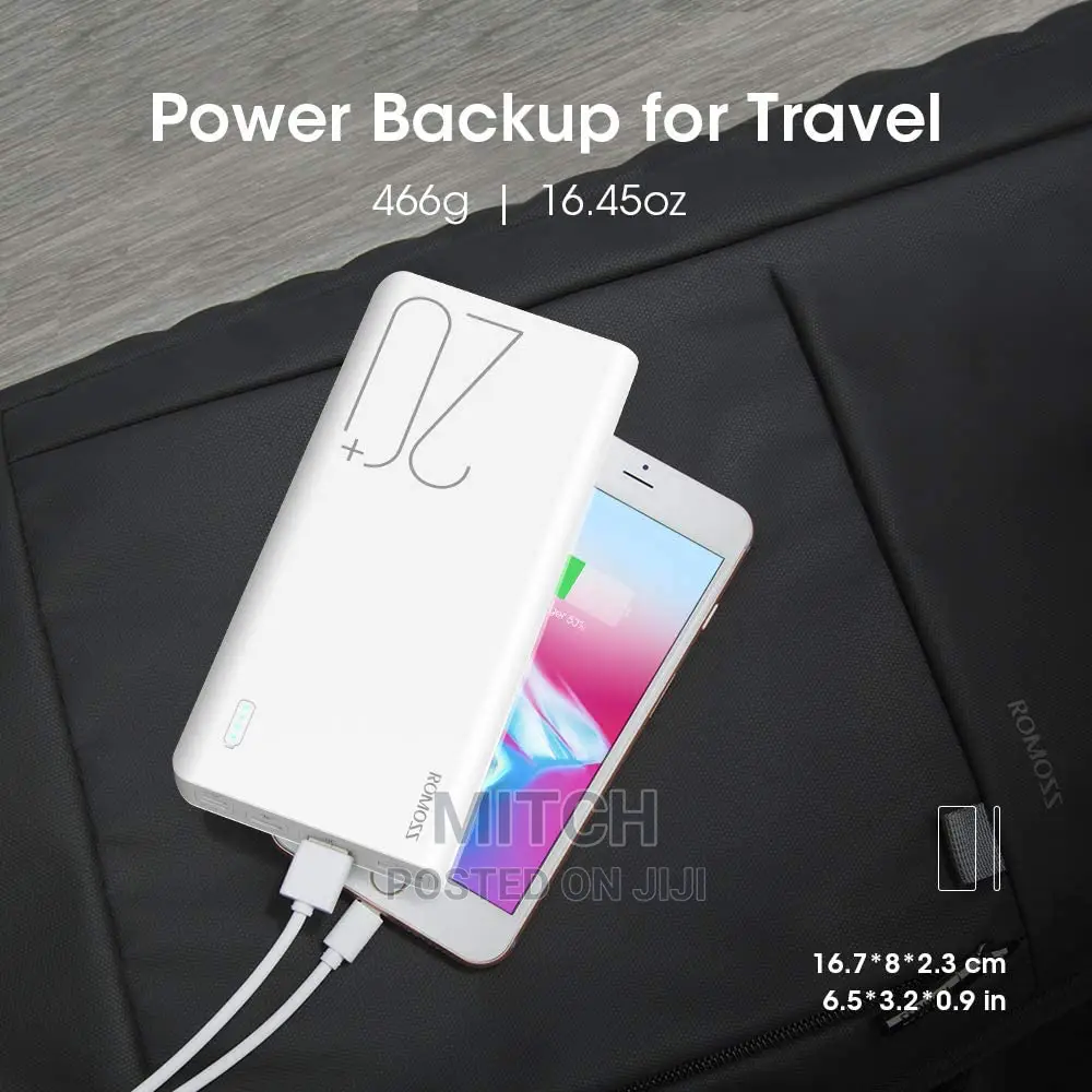 ROMOSS Sense 6+ 20000mah Type-C Power Bank, 18W Fast Charge