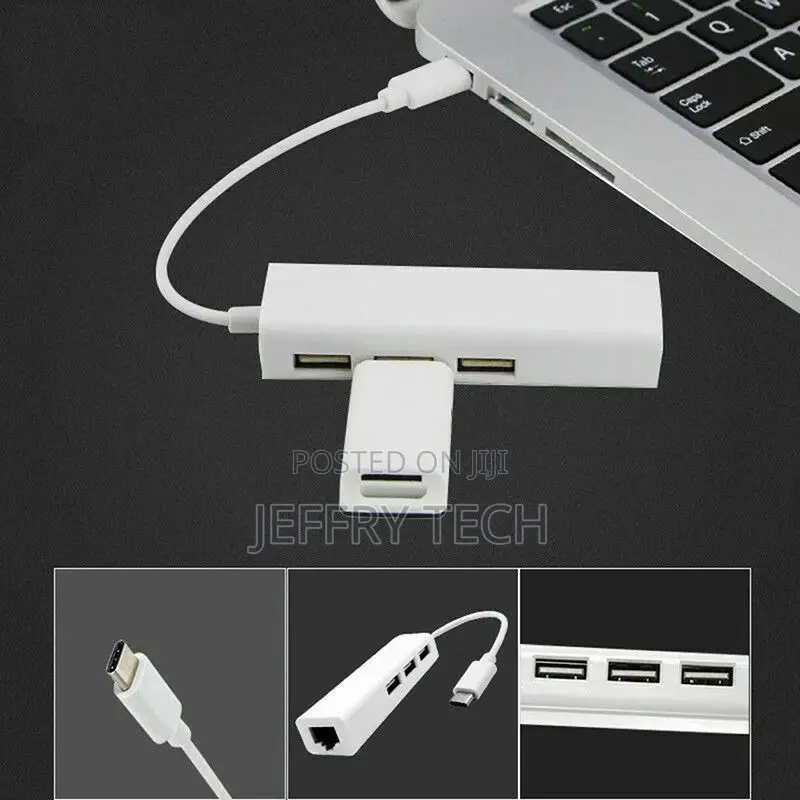 USB-C USB3.1 Type C to USB RJ45 Ethernet Lan Adapter Hub Cab