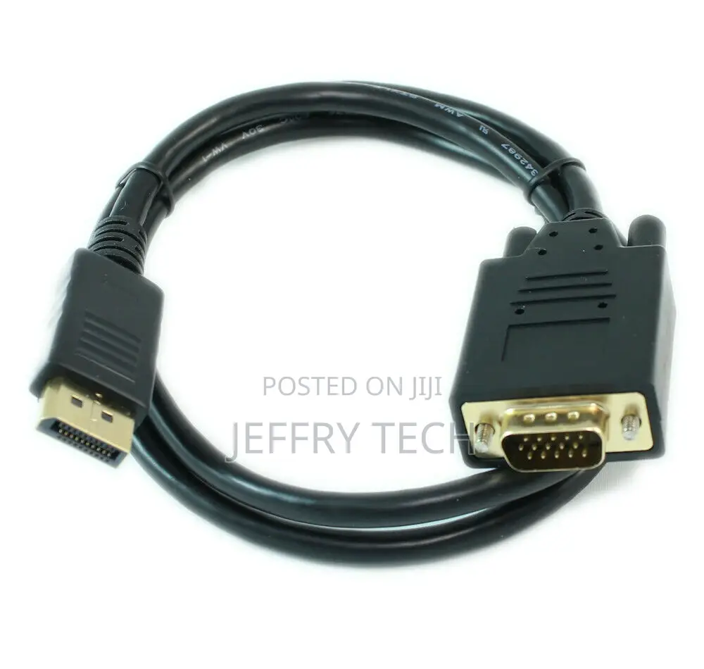 1.5m Displayport to VGA Cable 28AWG Gold Plated Black