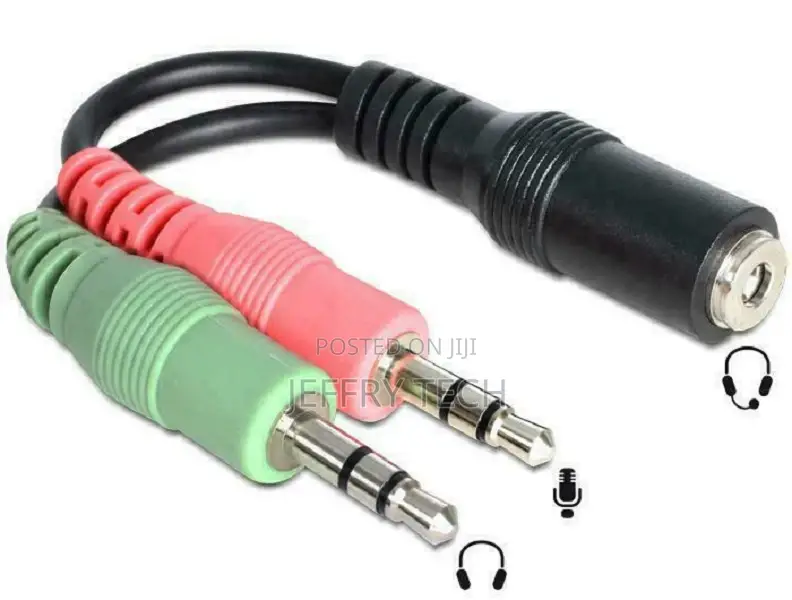 3.5mm Female to 2 Male Jack Plug Headphone Mic Stereo Audio