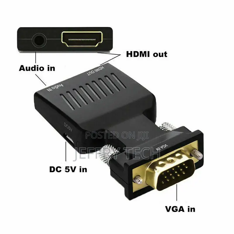 VGA to HDMI Adapter (Male to Female) With Audio Support 1080