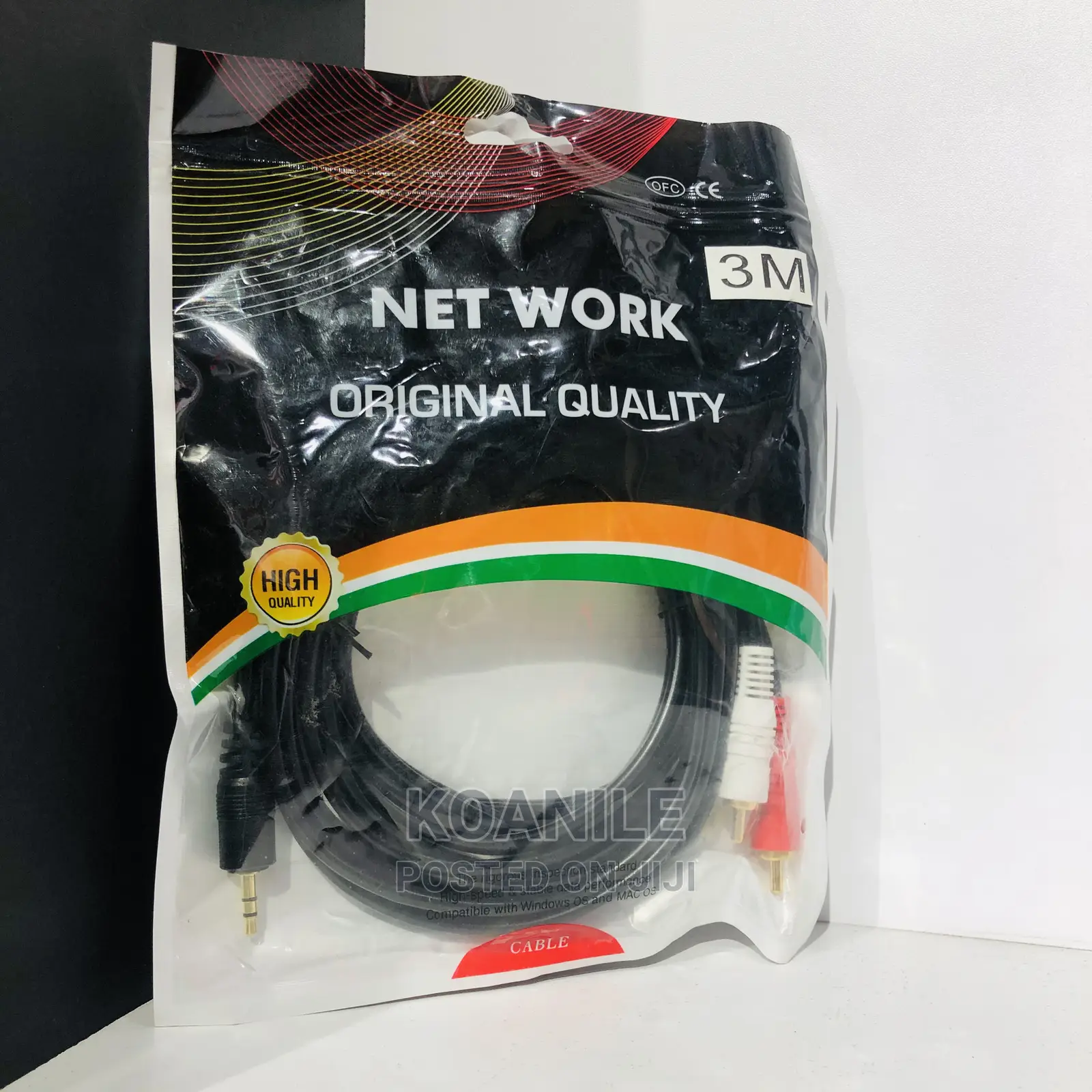 3 Meters Jack to RCA Auxiliary Cable