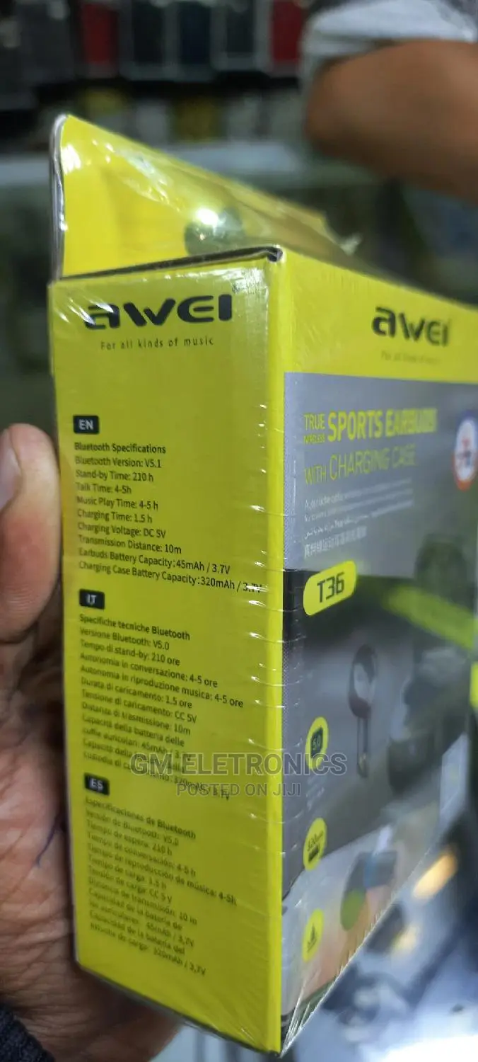 Awei T36 TWS Wireless Earbuds With Mic.