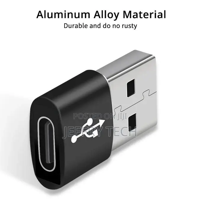 USB-C / Type-C Female to USB Male Aluminum Alloy Adapter(Bla