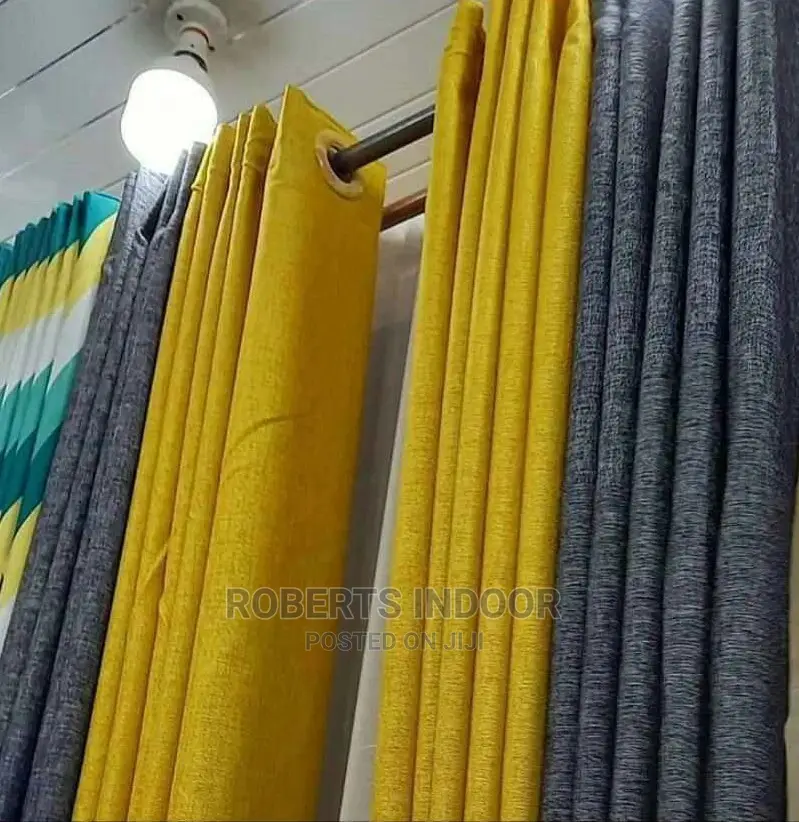 Mustard and Grey Linen Curtains