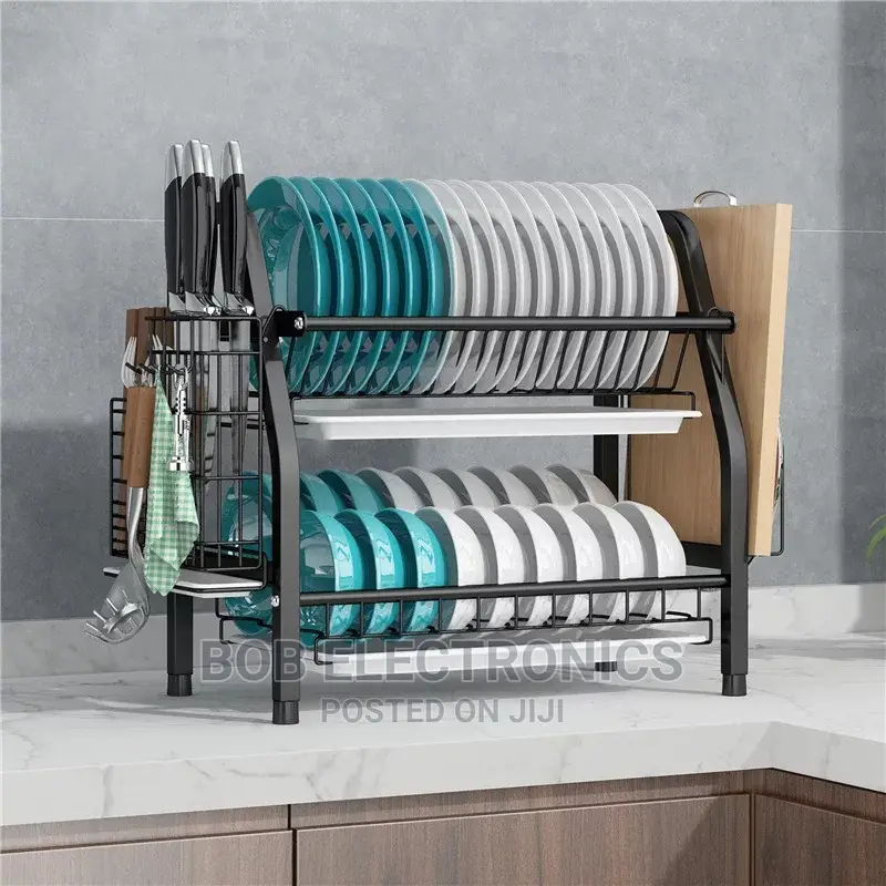 2 Tier Steel Coated Dish Rack With a Tray