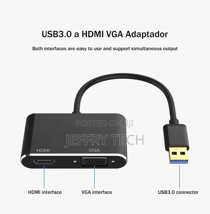 USB 3.0 to HDMI VGA Adapter Cable USB3.0 Multiport Dual Outp