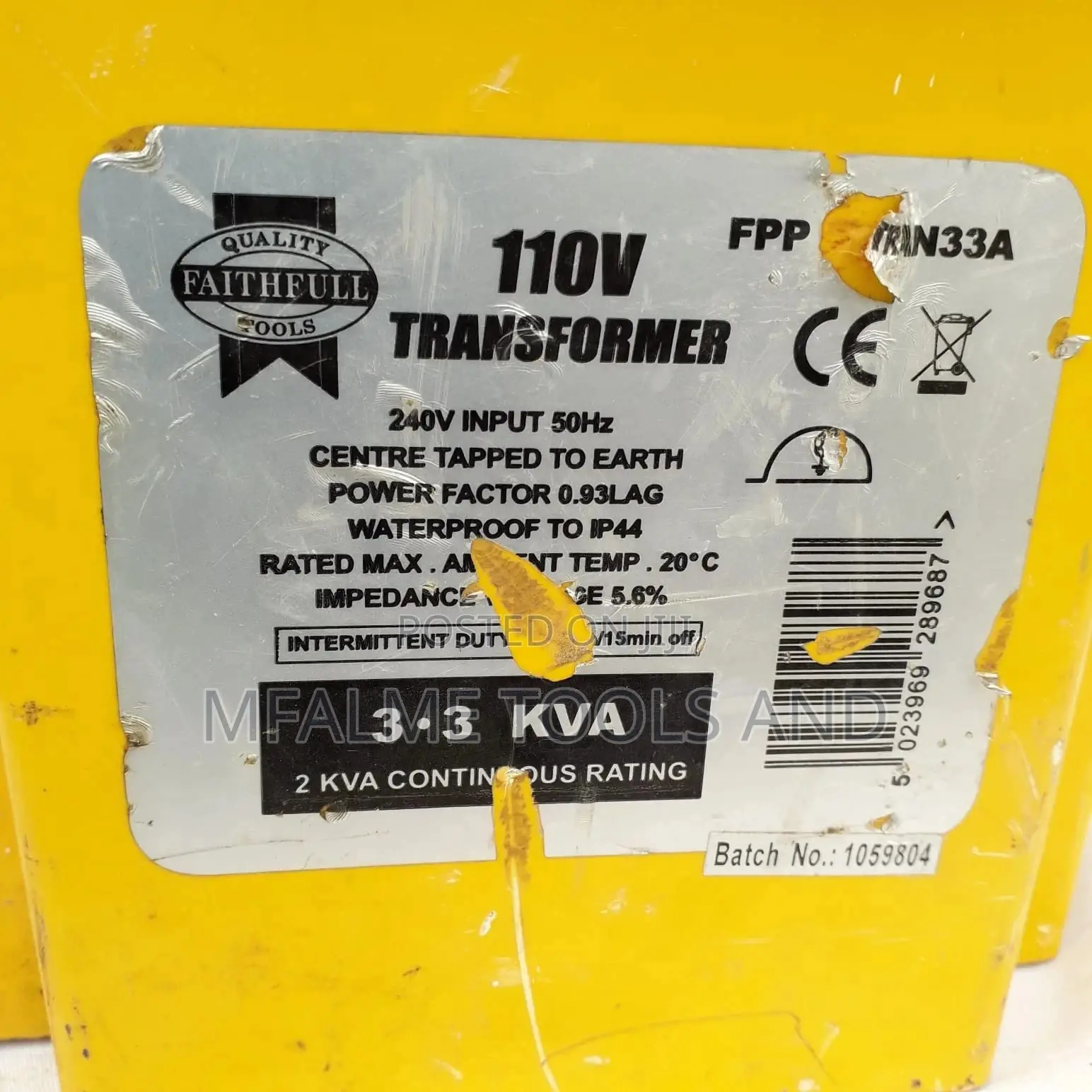 Transformers - Step Down 110V 3300W 3.3kva Portable - Ex-Uk