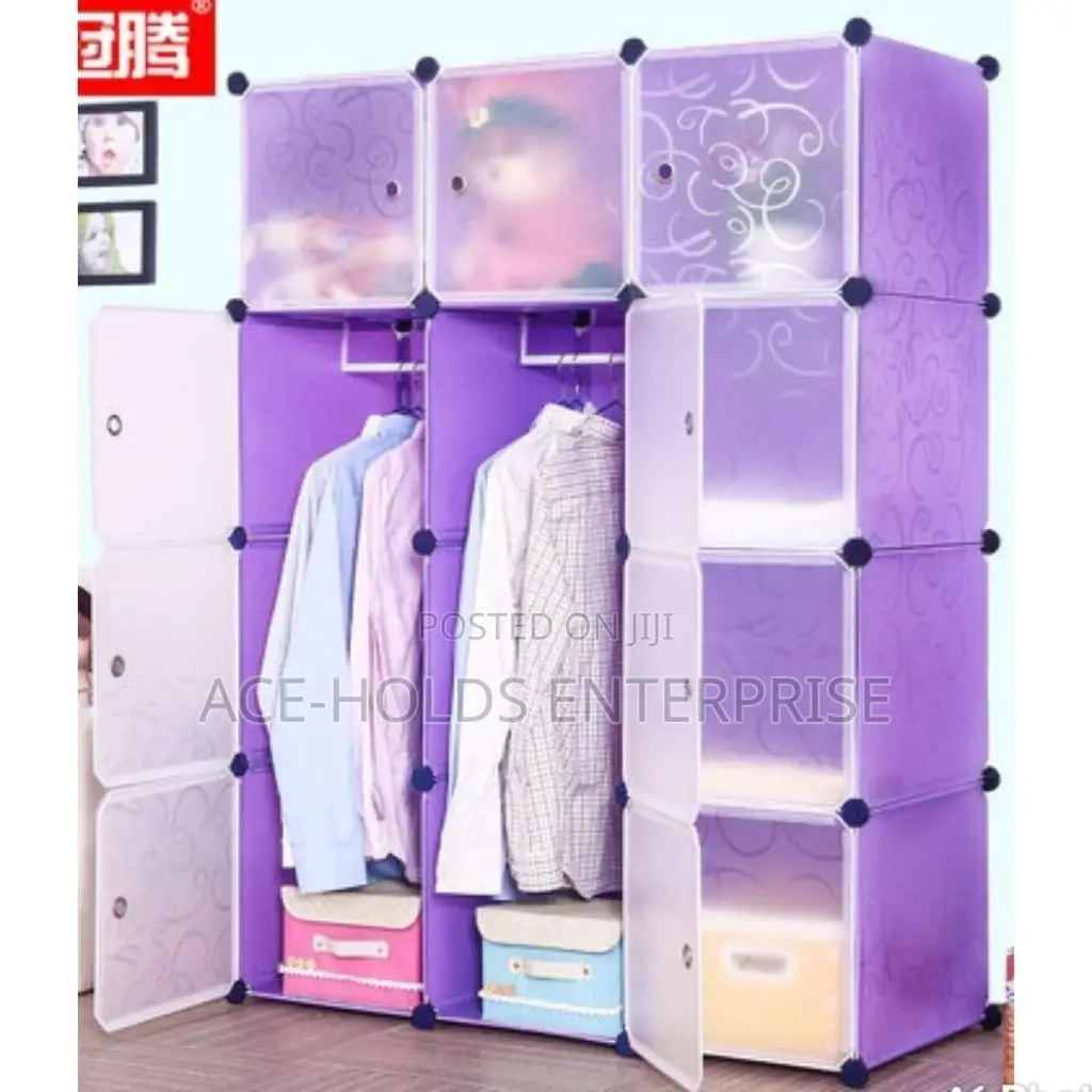 Three Column Plastic Wardrobe Purple, Pink, Green, Blue