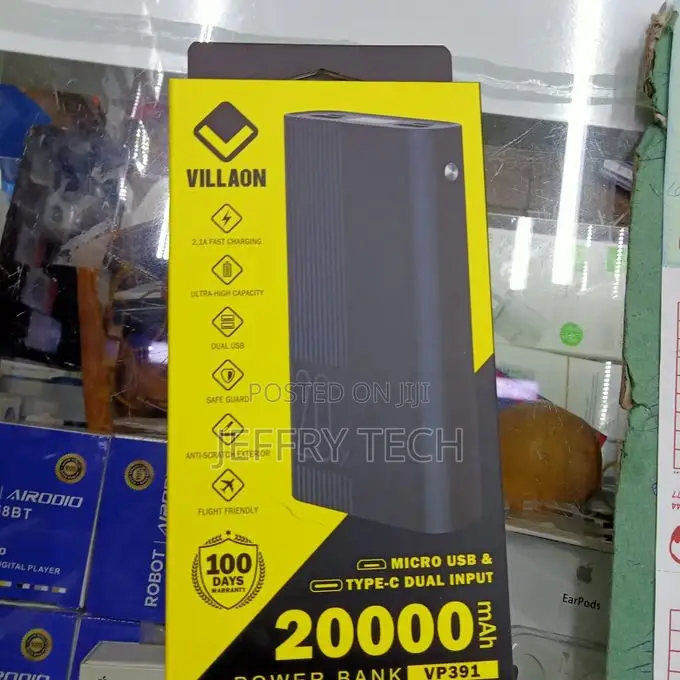 VILLAON 20000MAH Power Bank, Black.