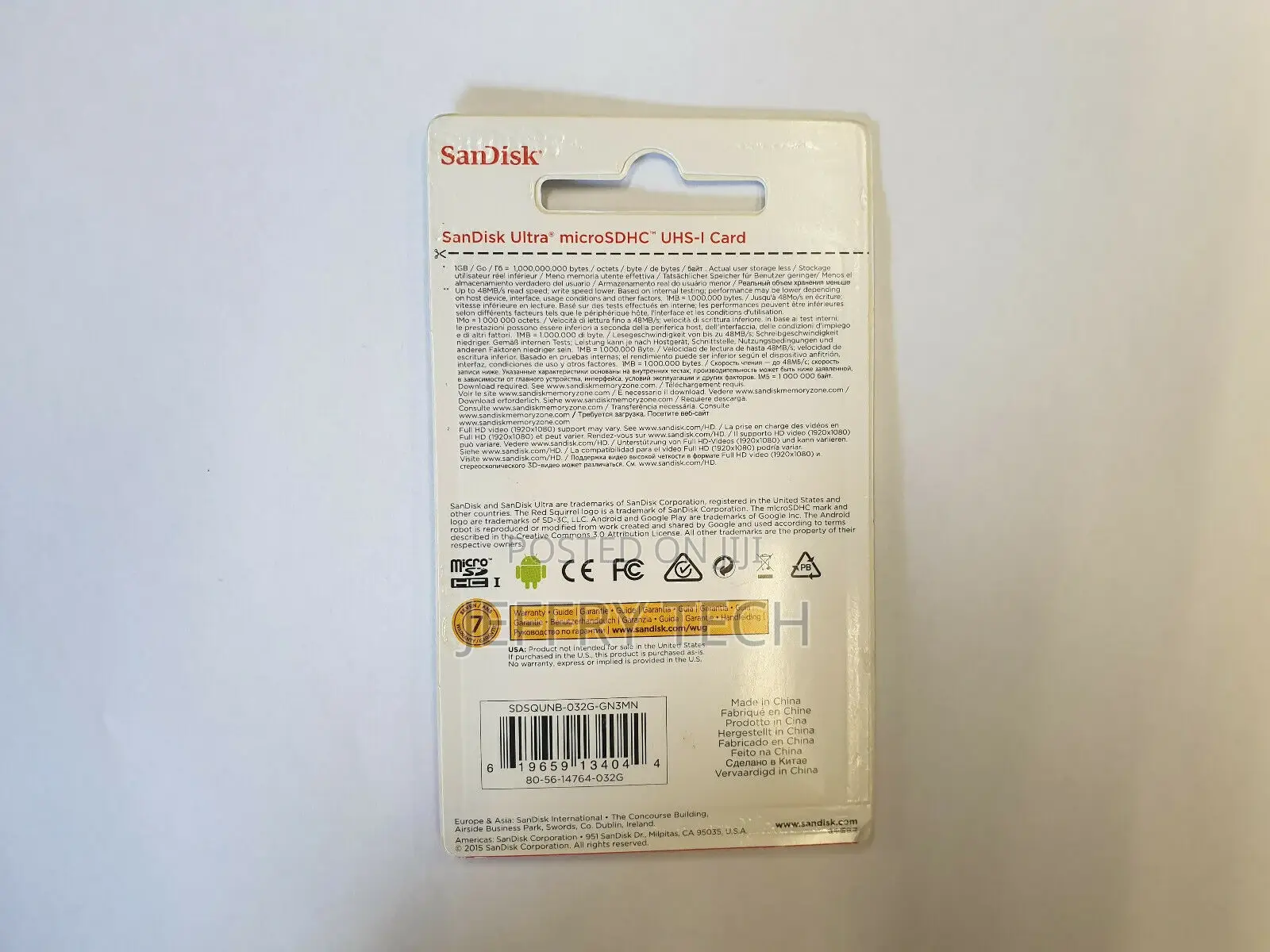 Genuine 32GB Sandisk Ultra Microsdhc UHS-I Card Class 10 48M