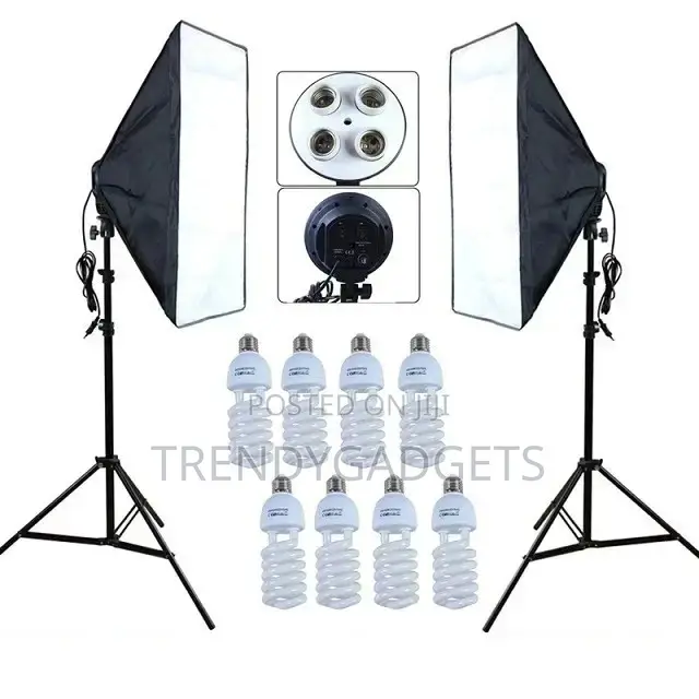 4-Socket E27 Softbox Lamp Holder Light Stands