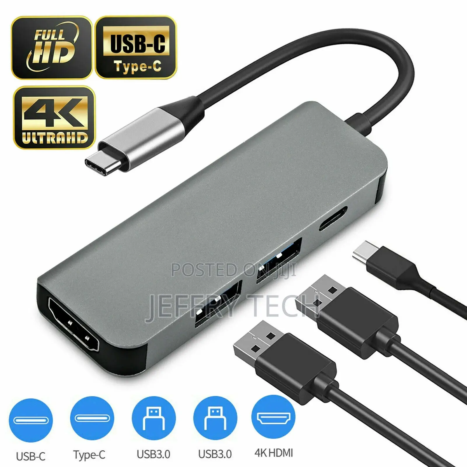 4 in 1 USB-C Hub Type C to USB 3.0 4K HDMI Multiport Adapter