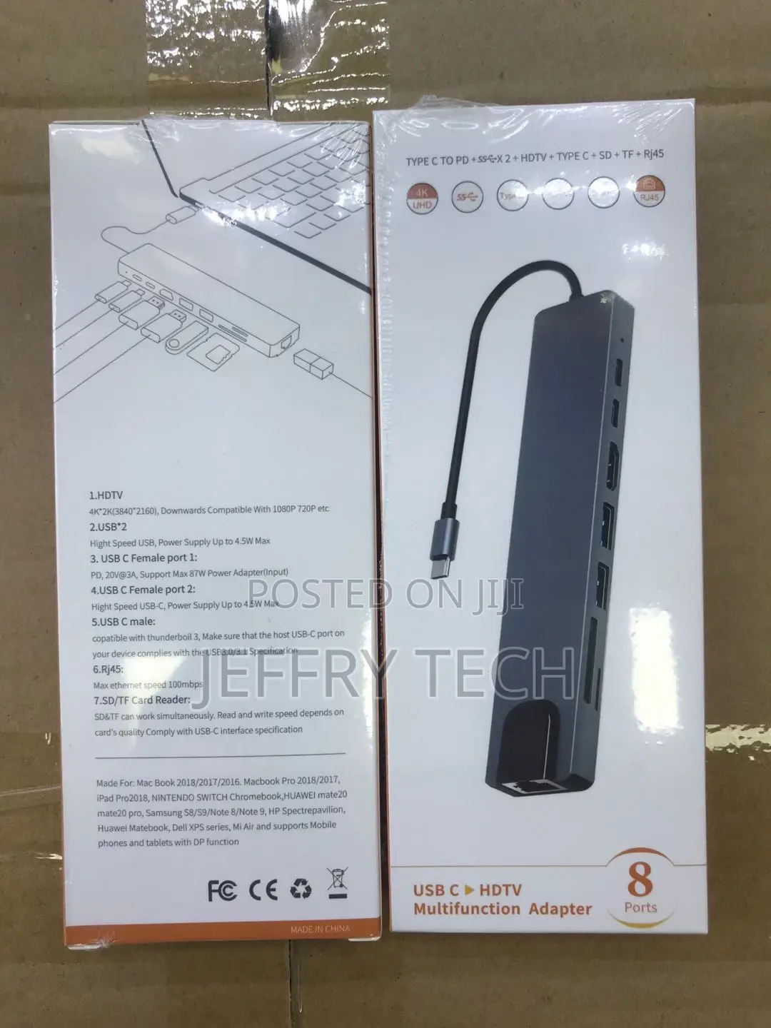 High Quality 8 in 1 Multiport Type C to Hd-Mi + VGA + LAN Po